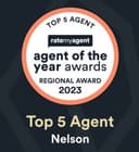RateMyAgent Agent of the Year Awards 2023 — Top 5 Agent, Nelson