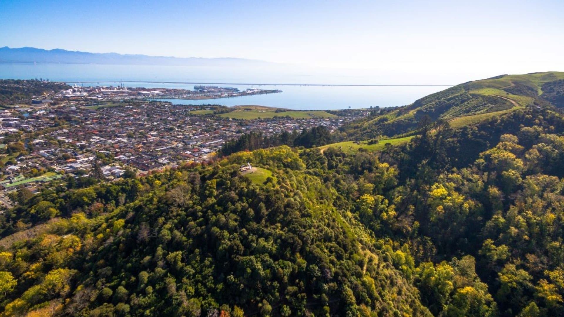 Nelson's hills and coastline from above